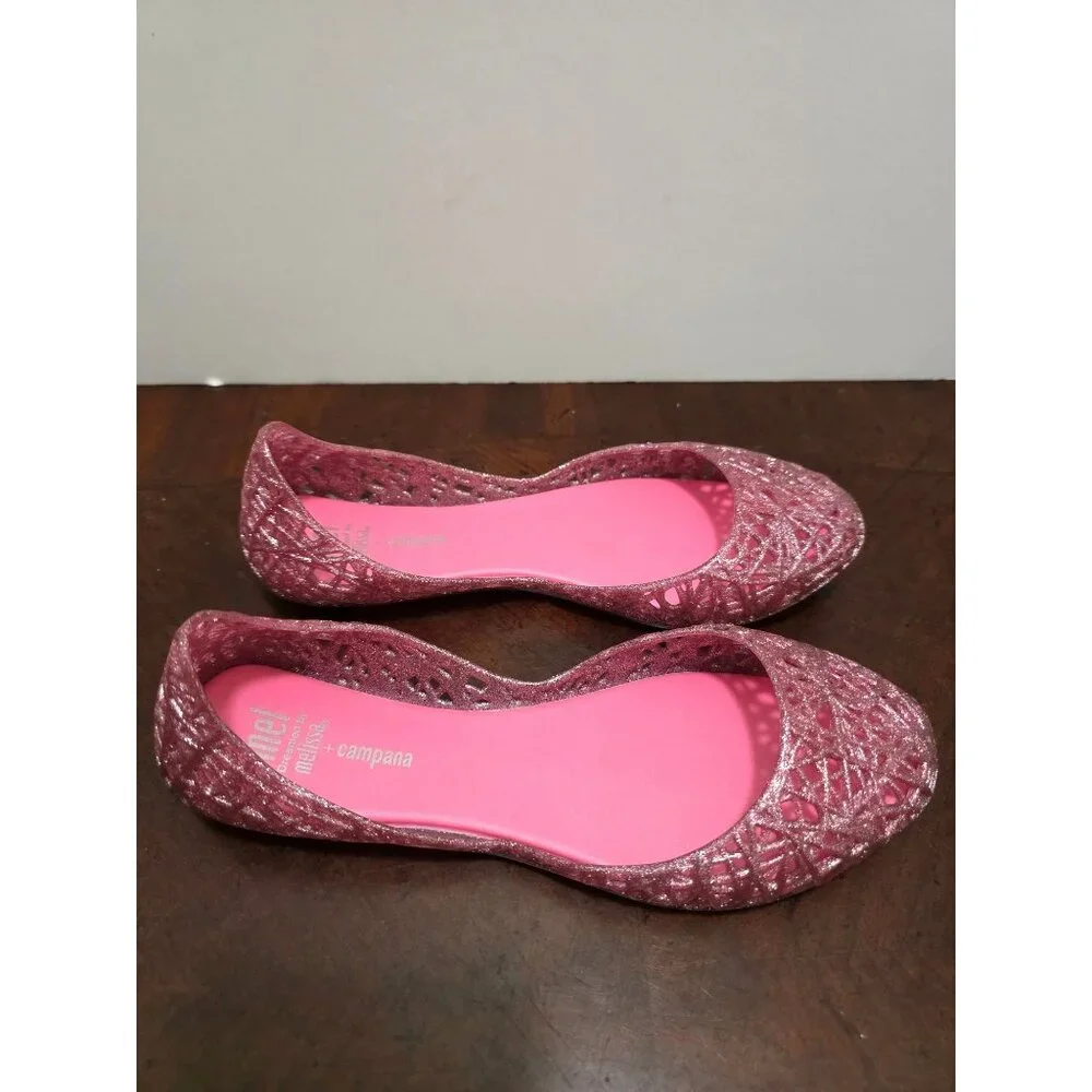 Mel Melissa Campana Youth Pink Glitter Jelly Flats Ballet Shoes Size‎ 3